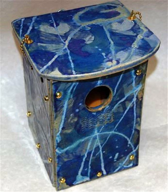 Amaranth Stoneware Unique Birdhouses Orchard Nest Box- Teal Or Cobalt 4 Amaranth Stoneware Unique Birdhouses Orchard Nest Box- Teal Or Cobalt