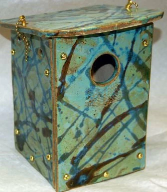 Amaranth Stoneware Unique Birdhouses Orchard Nest Box- Teal Or Cobalt 3 Amaranth Stoneware Unique Birdhouses Orchard Nest Box- Teal Or Cobalt