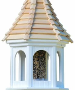 The Birdhouse Chick Vinyl Bird Feeders Gazebo Bird Feeder-Vinyl With Cypress Roof 12x28