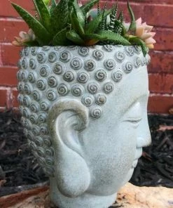 The Birdhouse Chick Buddha Head Planter Planters, Urns & Pots