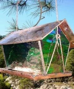 Black Hills Glass Works Copper & Stained Glass Bird Feeder Unique Bird Feeders