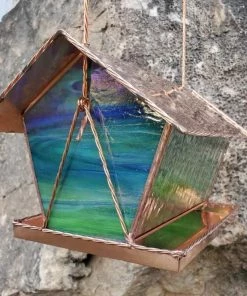 Black Hills Glass Works Copper & Stained Glass Bird Feeder Unique Bird Feeders