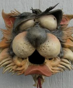 Doug Fey Dog & Cat Ceramic Birdhouse Zany Cat-2 Ceramic Birdhouse
