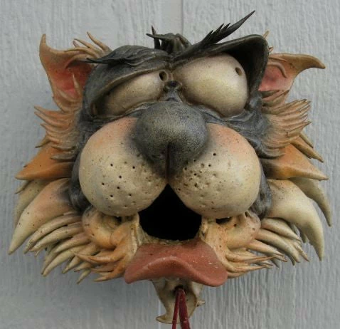 Doug Fey Dog & Cat Ceramic Birdhouse Zany Cat-2 Ceramic Birdhouse 3 Doug Fey Dog & Cat Ceramic Birdhouse Zany Cat-2 Ceramic Birdhouse