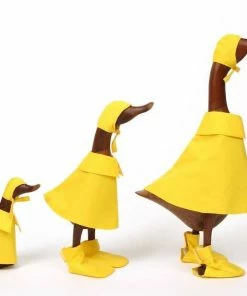 The Birdhouse Chick Puddle Ducks Teak Garden Sculpture