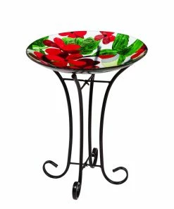 Evergreen Enetrprises Hummingbird Glass Bird Bath- Optional Bubbler Staked & Pedestal Bird Baths