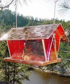 Black Hills Glass Works Copper & Stained Glass Bird Feeder Unique Bird Feeders