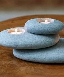 Garden Age Supply Stacked Stone Candle Holder 7 Garden Age Supply Stacked Stone Candle Holder