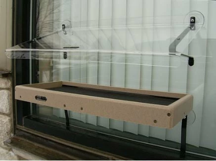 Birds Choice Recycled Window-Mount Platform Feeder W/ Cover Recycled Birdhouses 3 Birds Choice Recycled Window-Mount Platform Feeder W/ Cover Recycled Birdhouses