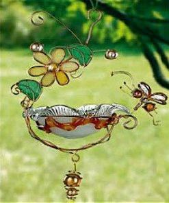 Popular Hanging Dish Feeder/Mini Bath Stained Glass 13 Popular Hanging Dish Feeder/Mini Bath Stained Glass