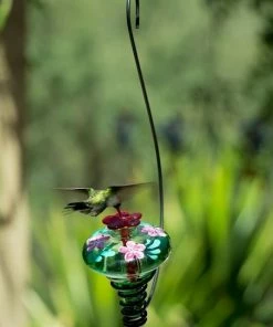 Parasol Hand Painted Glass Hummingbird Feeder Hummingbird Feeders