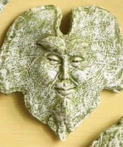 Ancient Graffiti Ceramic Leaf Spirits Plaque