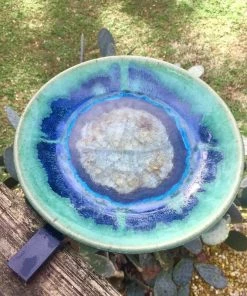 The Birdhouse Chick Deck & Ground Bird Baths Pottery Deck-Mount Bird Bath