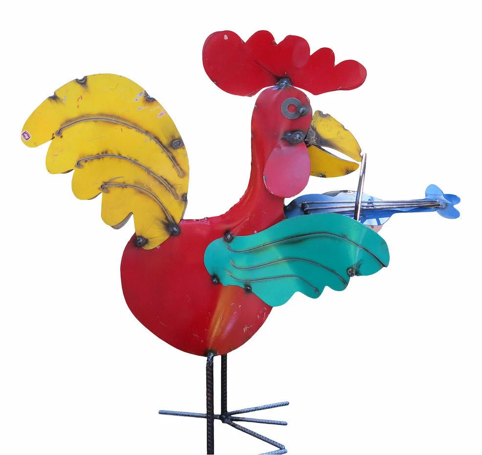 The Birdhouse Chick Jamming Roosters Metal Yard Art Statuary & Sculpture 4 The Birdhouse Chick Jamming Roosters Metal Yard Art Statuary & Sculpture