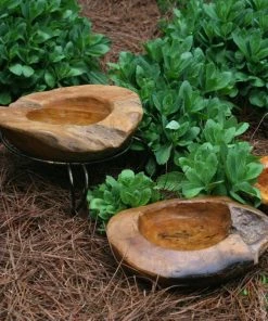 The Birdhouse Chick Deck & Ground Bird Baths Teak Bird Bath, Deck-Mount Or Ground 2 Sizes