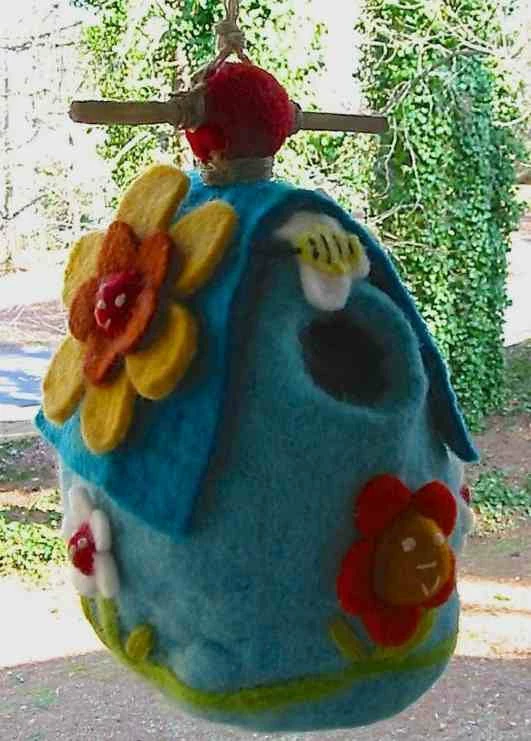 DZI Handmade Designs Unique Birdhouses Felted Wool Birdhouse-Flower Power 3 DZI Handmade Designs Unique Birdhouses Felted Wool Birdhouse-Flower Power